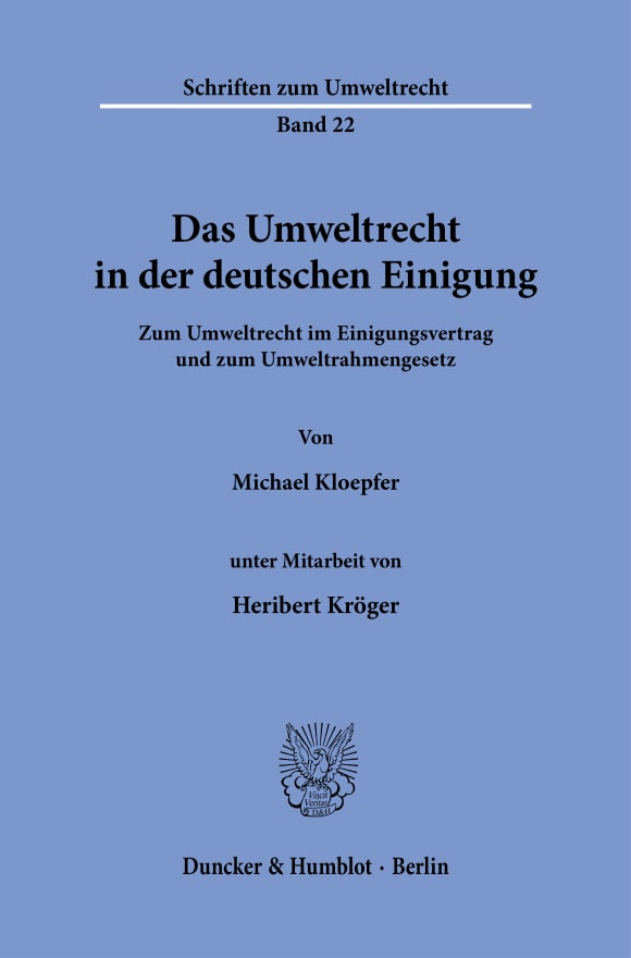 Cover Das Umweltrecht in der deutschen Einigung