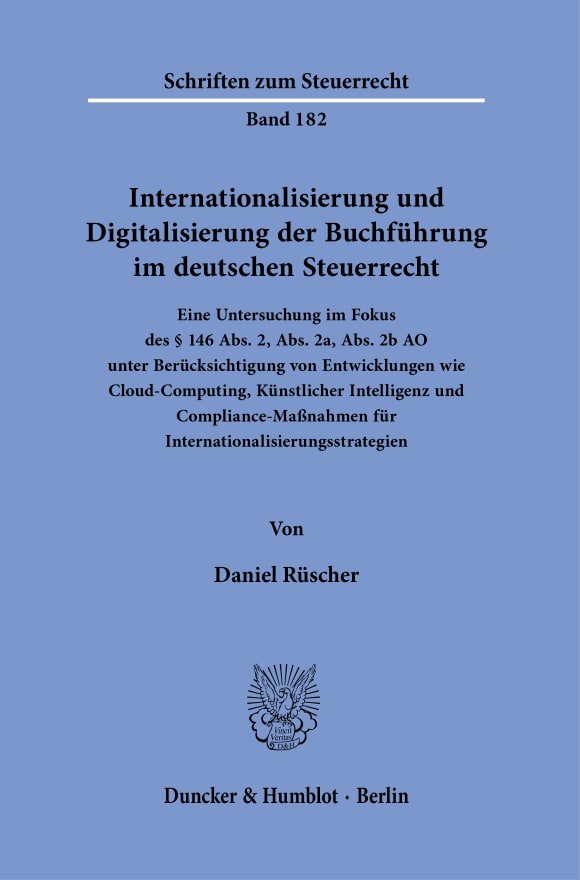 Cover Internationalisierung und Digitalisierung der Buchführung im deutschen Steuerrecht