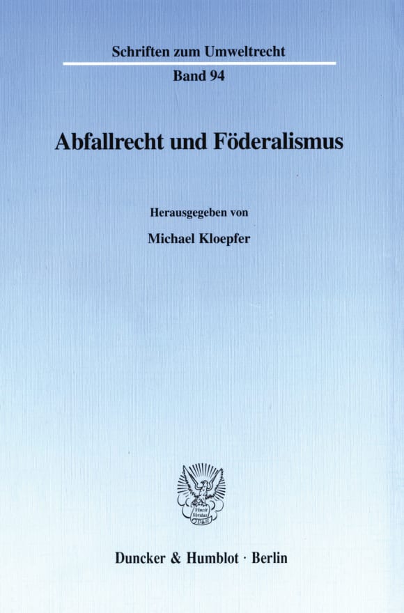 Cover Abfallrecht und Föderalismus