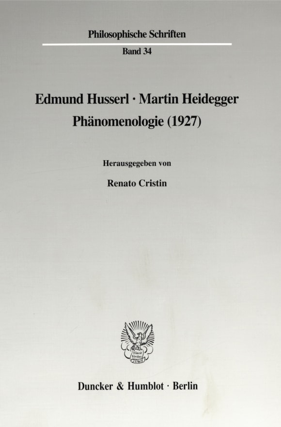 Cover Edmund Husserl - Martin Heidegger: Phänomenologie (1927)