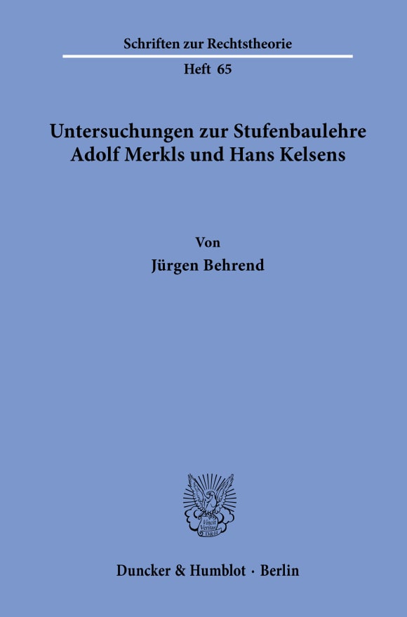 Cover Untersuchungen zur Stufenbaulehre Adolf Merkls und Hans Kelsens