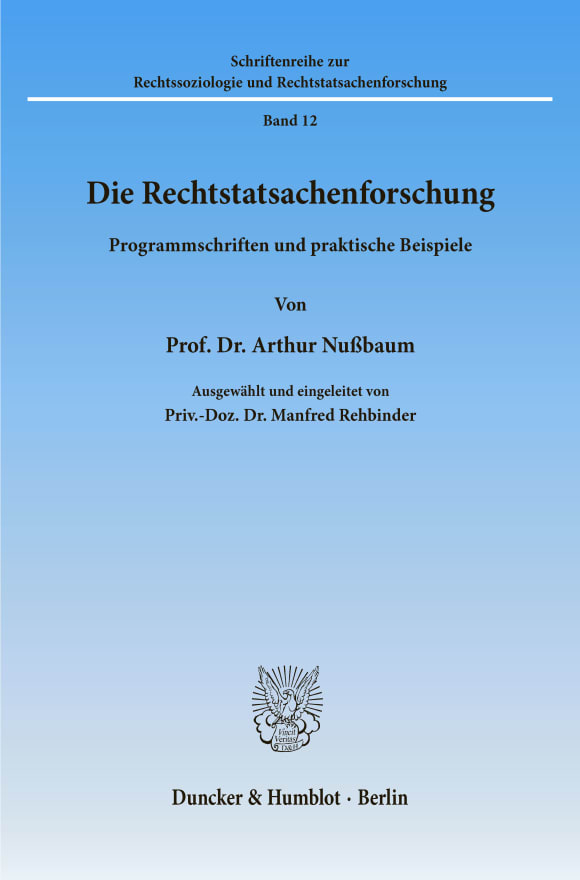 Cover Die Rechtstatsachenforschung