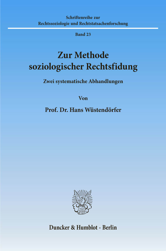 Cover Zur Methode soziologischer Rechtsfindung