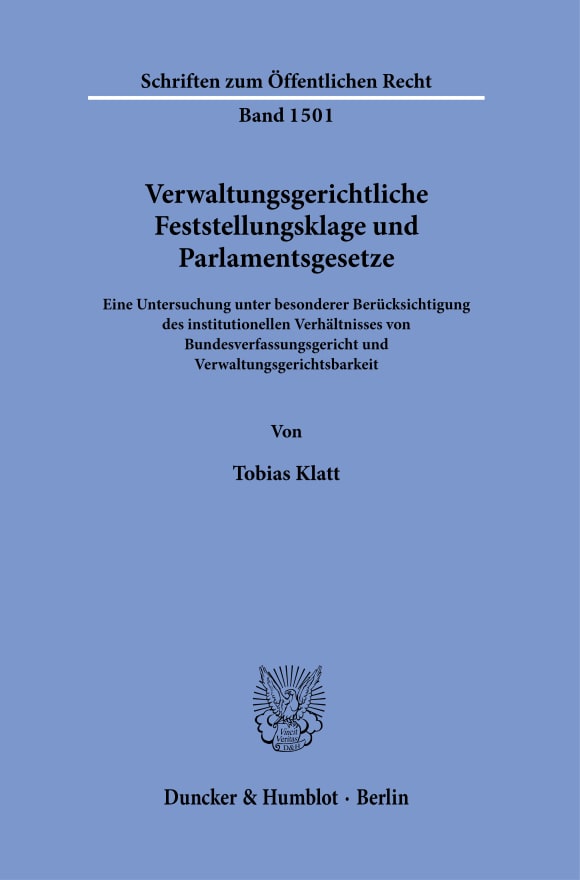 Cover Verwaltungsgerichtliche Feststellungsklage und Parlamentsgesetze