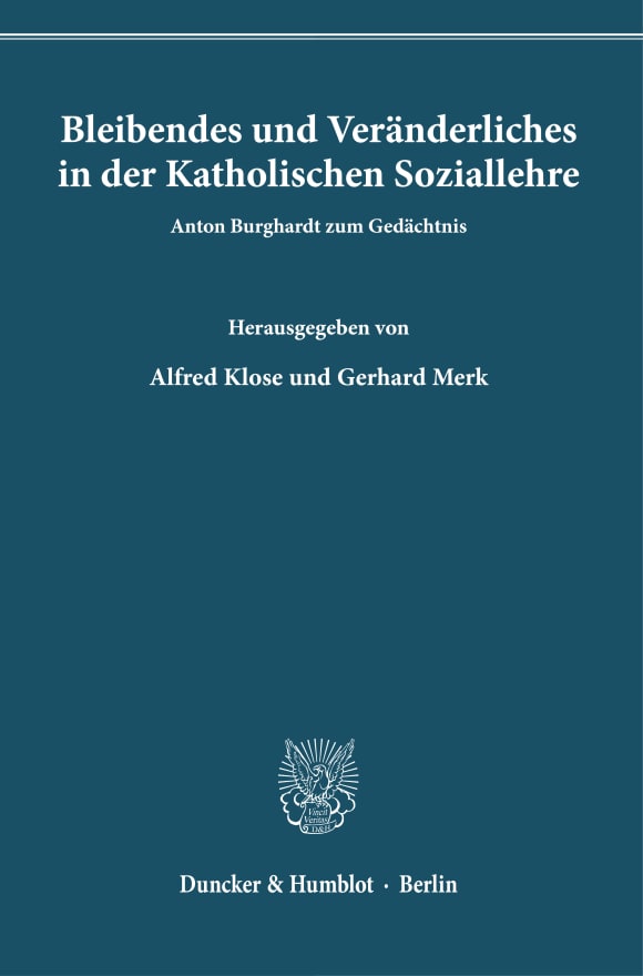 Cover Bleibendes und Veränderliches in der Katholischen Soziallehre