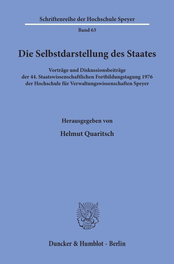 Cover Die Selbstdarstellung des Staates