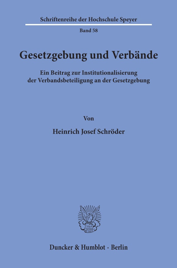 Cover Gesetzgebung und Verbände