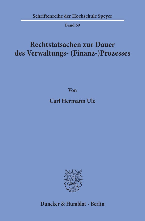 Cover Rechtstatsachen zur Dauer des Verwaltungs- (Finanz-)Prozesses