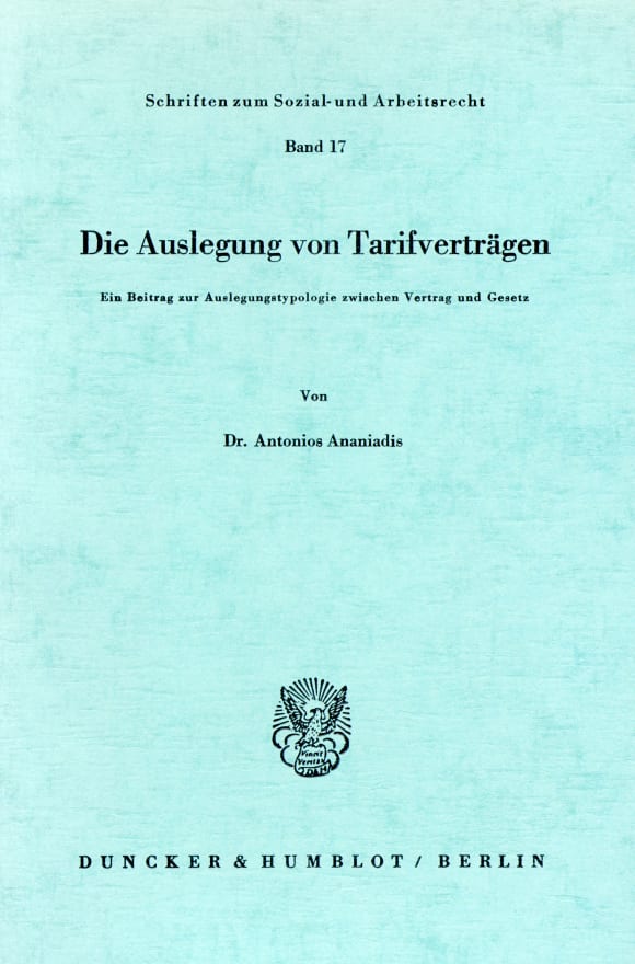 Cover Die Auslegung von Tarifverträgen