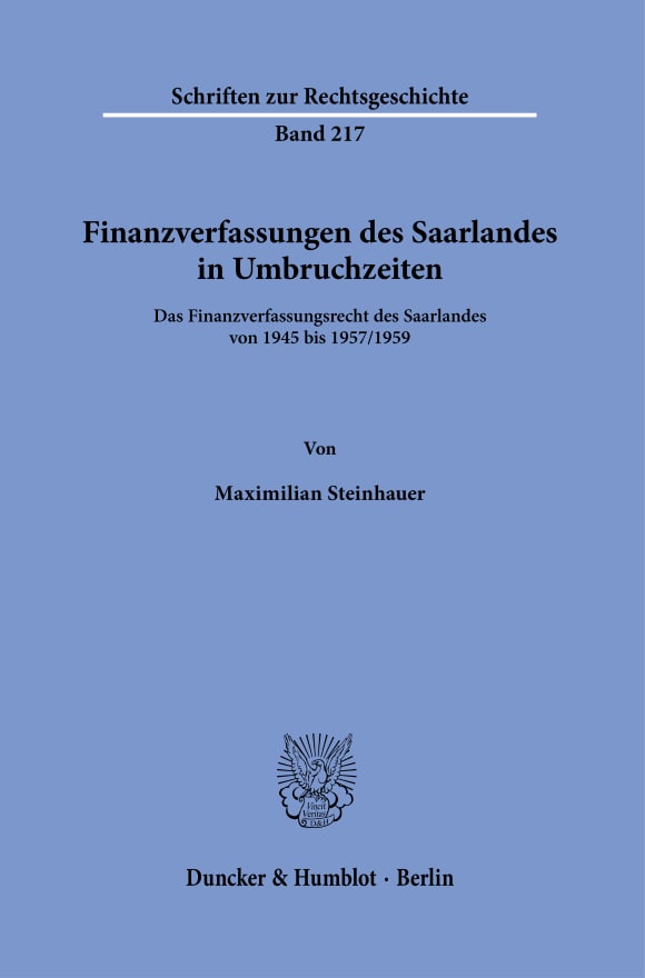 Cover Finanzverfassungen des Saarlandes in Umbruchzeiten