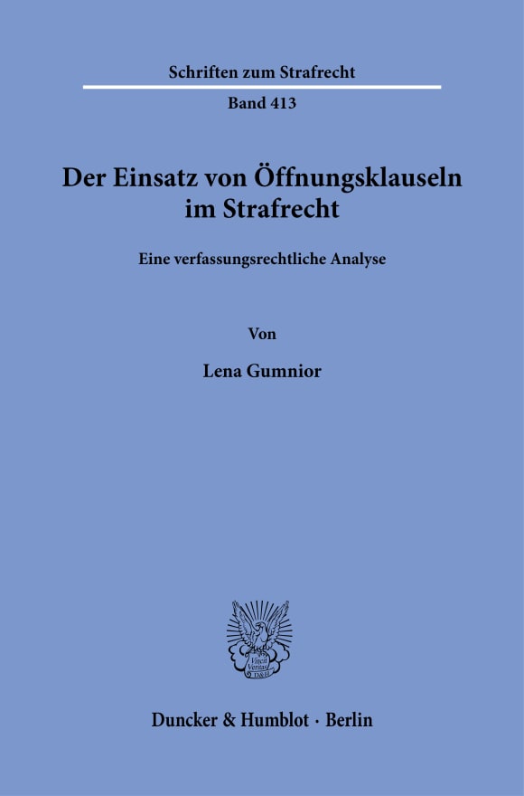 Cover Der Einsatz von Öffnungsklauseln im Strafrecht