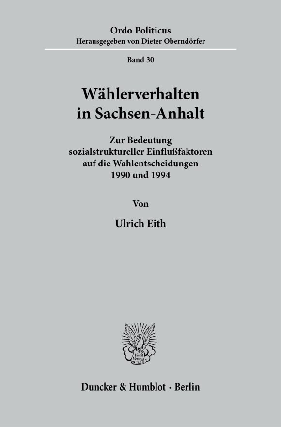 Cover Wählerverhalten in Sachsen-Anhalt