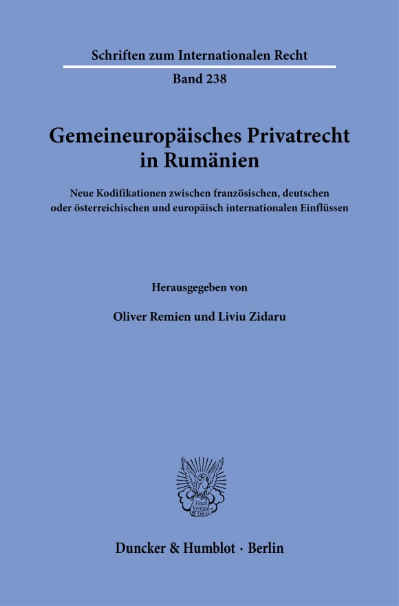 Cover Gemeineuropäisches Privatrecht in Rumänien