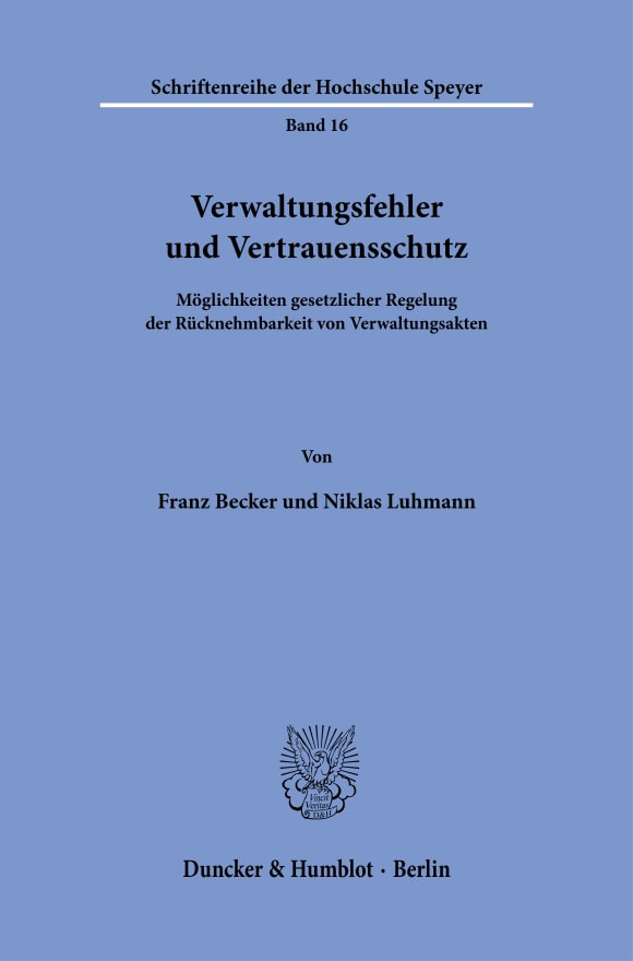 Cover Verwaltungsfehler und Vertrauensschutz