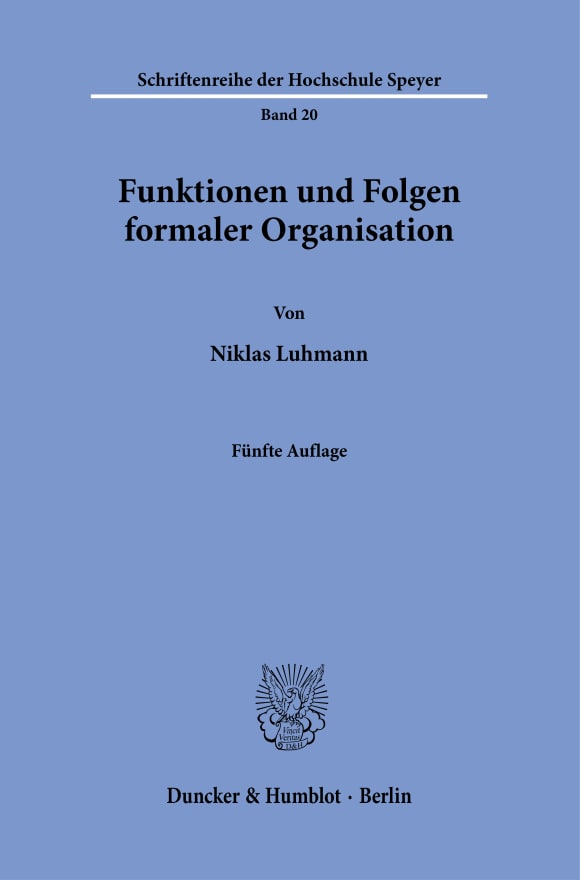 Cover Funktionen und Folgen formaler Organisation