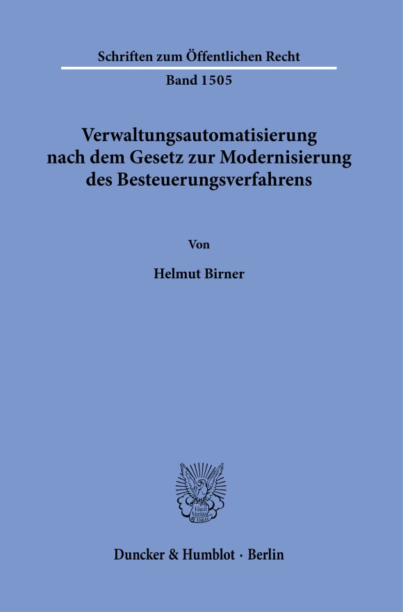 Cover Verwaltungsautomatisierung nach dem Gesetz zur Modernisierung des Besteuerungsverfahrens