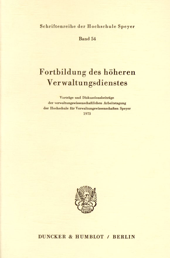 Cover Fortbildung des höheren Verwaltungsdienstes