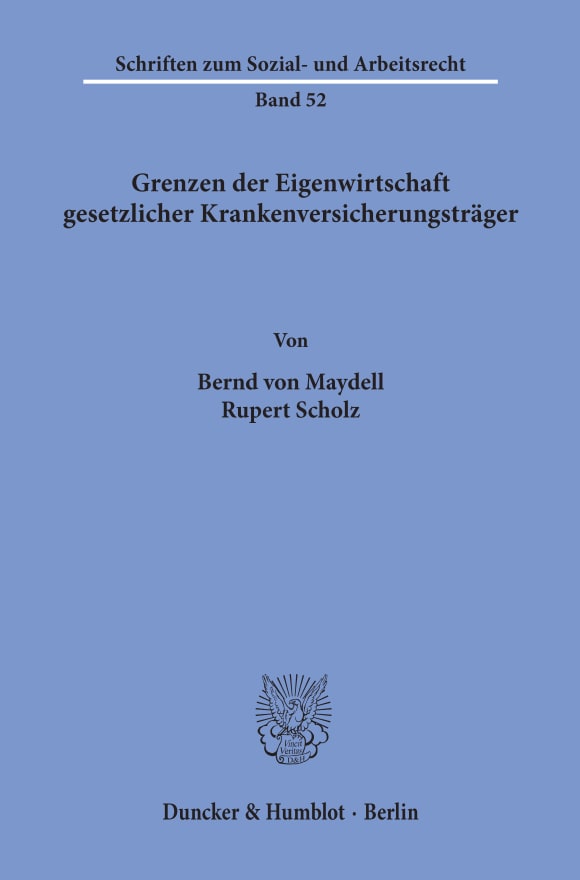 Cover Grenzen der Eigenwirtschaft gesetzlicher Krankenversicherungsträger