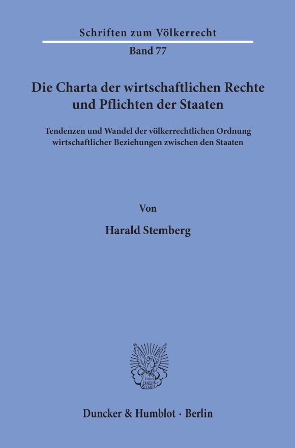 Cover Die Charta der wirtschaftlichen Rechte und Pflichten der Staaten