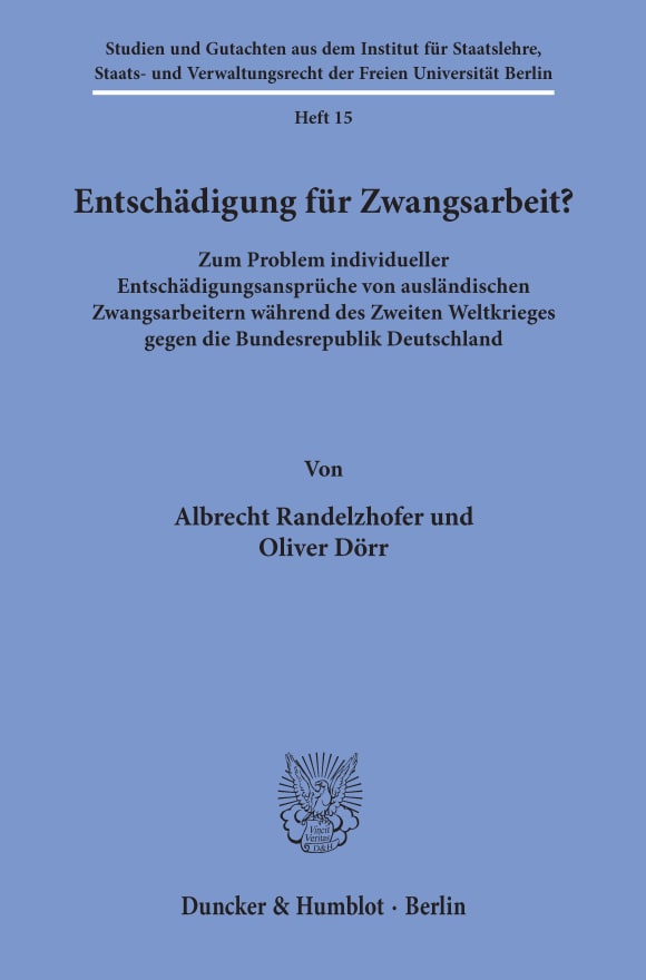 Cover Entschädigung für Zwangsarbeit?