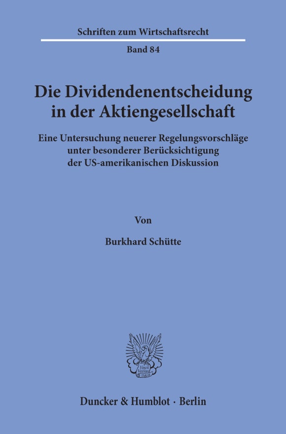 Cover Die Dividendenentscheidung in der Aktiengesellschaft