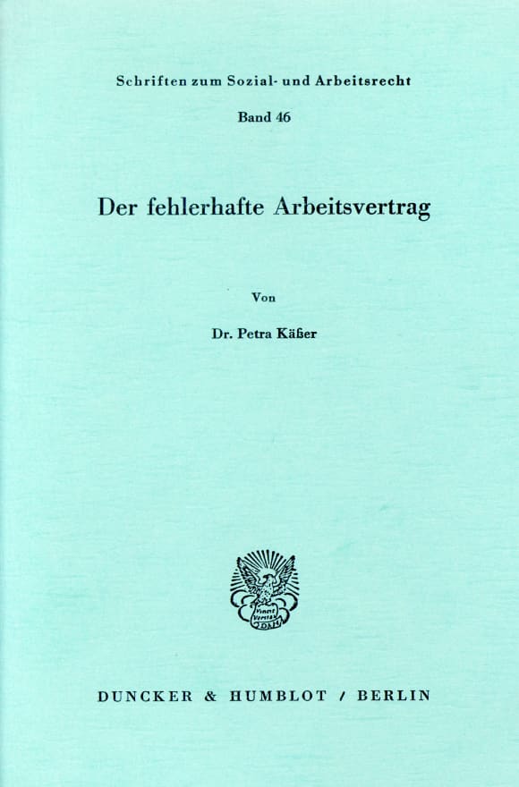 Cover Der fehlerhafte Arbeitsvertrag