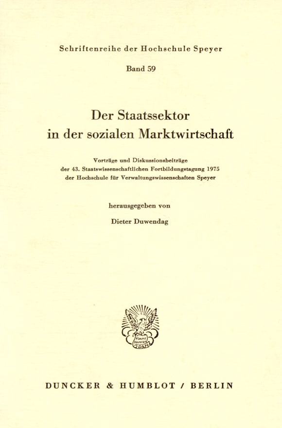 Cover Der Staatssektor in der sozialen Marktwirtschaft