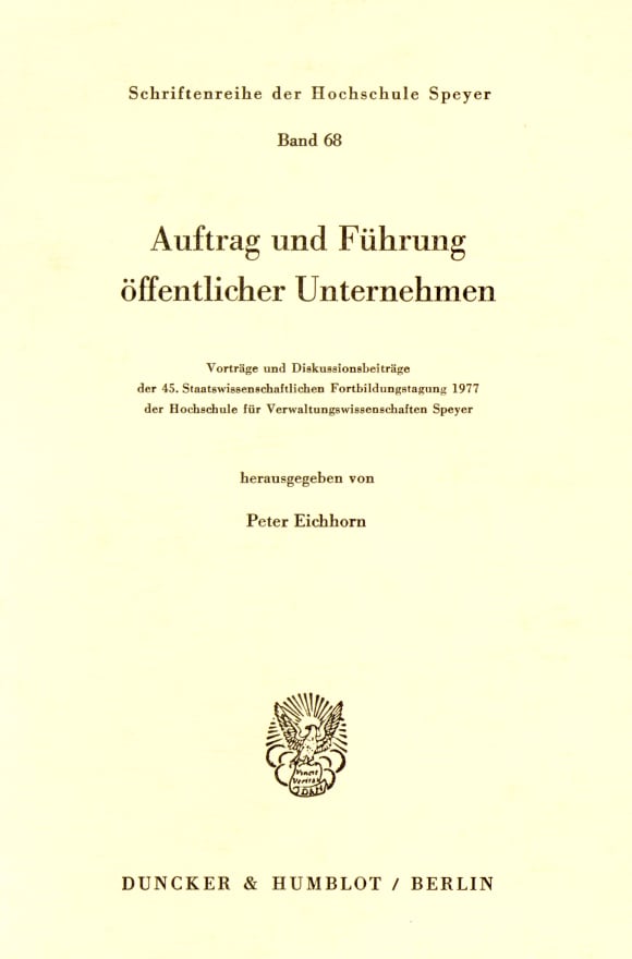 Cover Auftrag und Führung öffentlicher Unternehmen