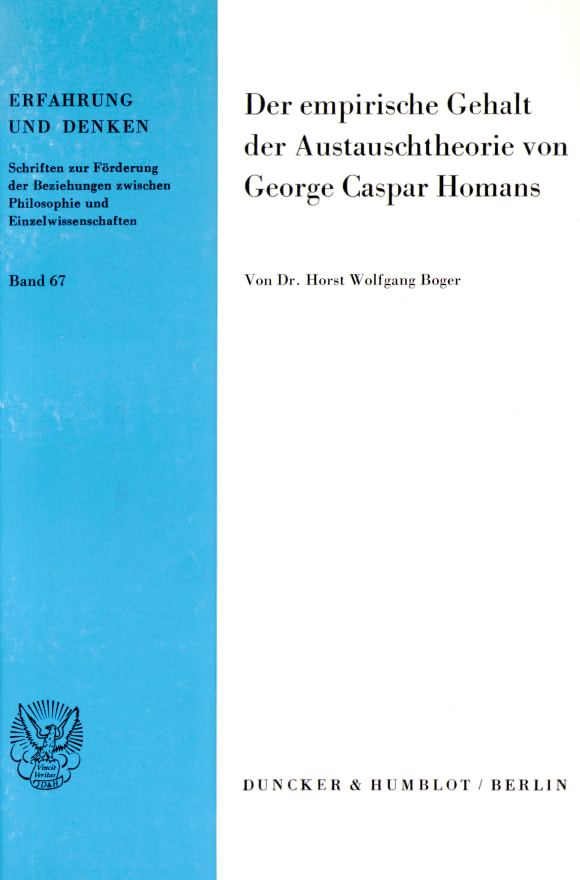 Cover Der empirische Gehalt der Austauschtheorie von George Caspar Homans