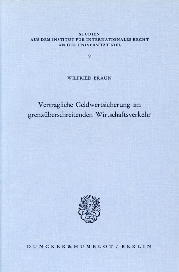 Cover Vertragliche Geldwertsicherung im grenzüberschreitenden Wirtschaftsverkehr