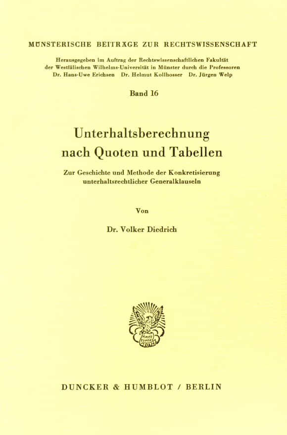 Cover Unterhaltsberechnung nach Quoten und Tabellen