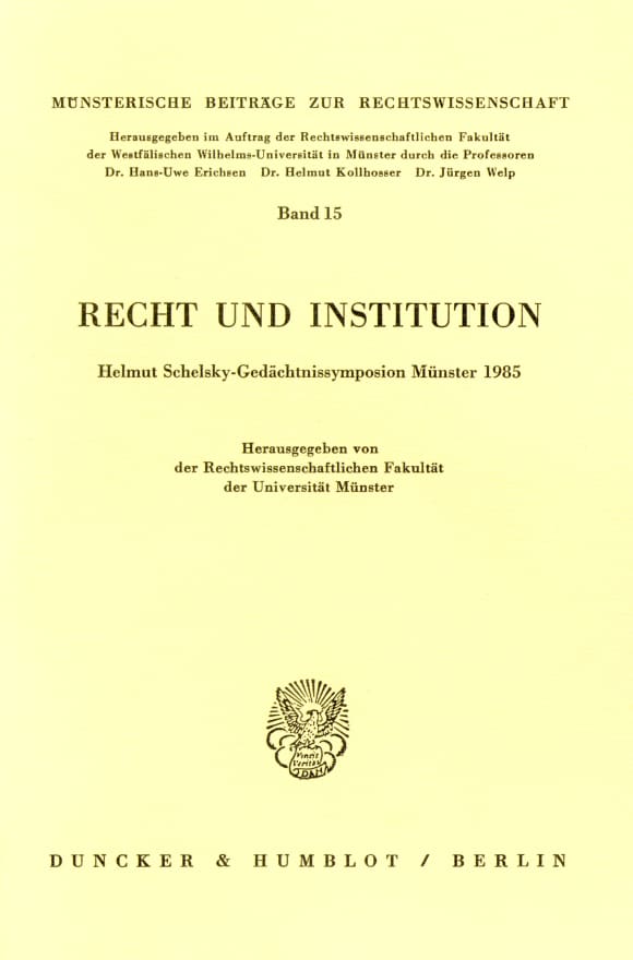 Cover Recht und Institution