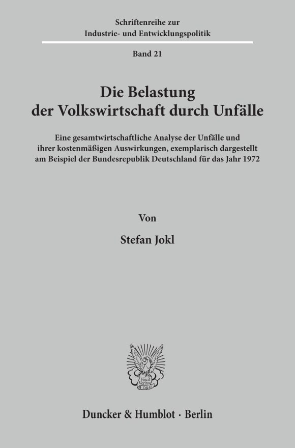 Cover Die Belastung der Volkswirtschaft durch Unfälle