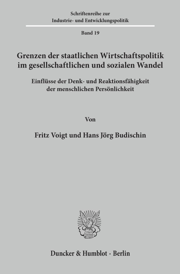 Cover Grenzen der staatlichen Wirtschaftspolitik im gesellschaftlichen und sozialen Wandel