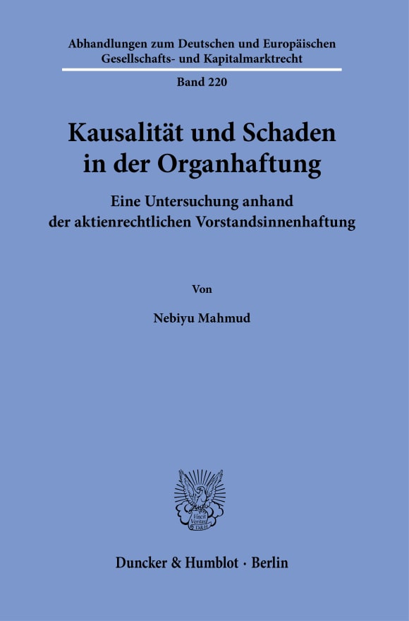 Cover Kausalität und Schaden in der Organhaftung