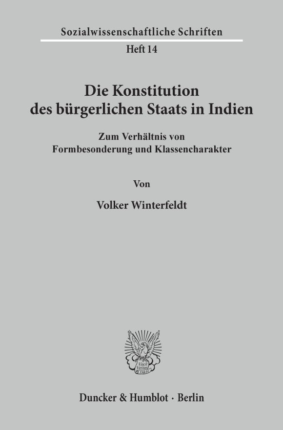 Cover Die Konstitution des bürgerlichen Staats in Indien