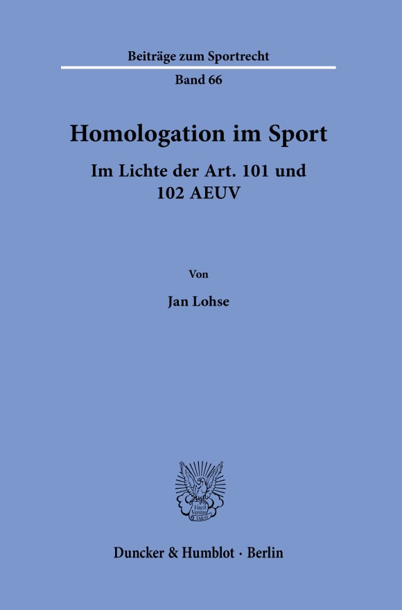 Cover Homologation im Sport