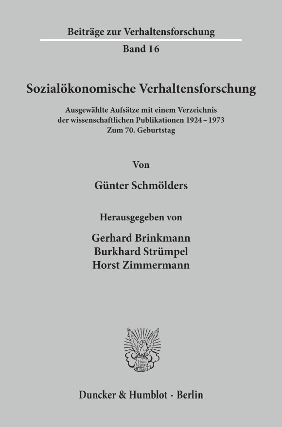 Cover Sozialökonomische Verhaltensforschung