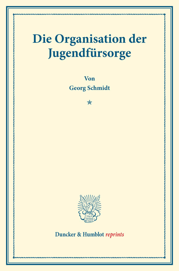 Cover Die Organisation der Jugendfürsorge