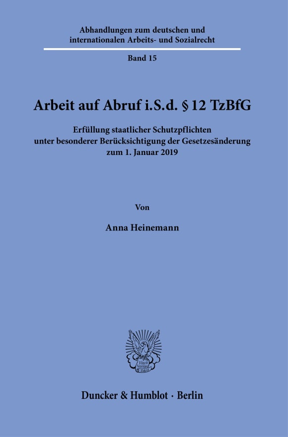 Cover Arbeit auf Abruf i.S.d. § 12 TzBfG