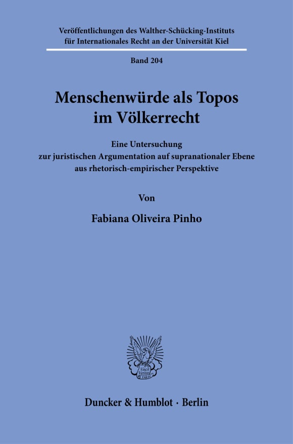 Cover Veröffentlichungen des Walther-Schücking-Instituts für Internationales Recht an der Universität Kiel (VIIR)