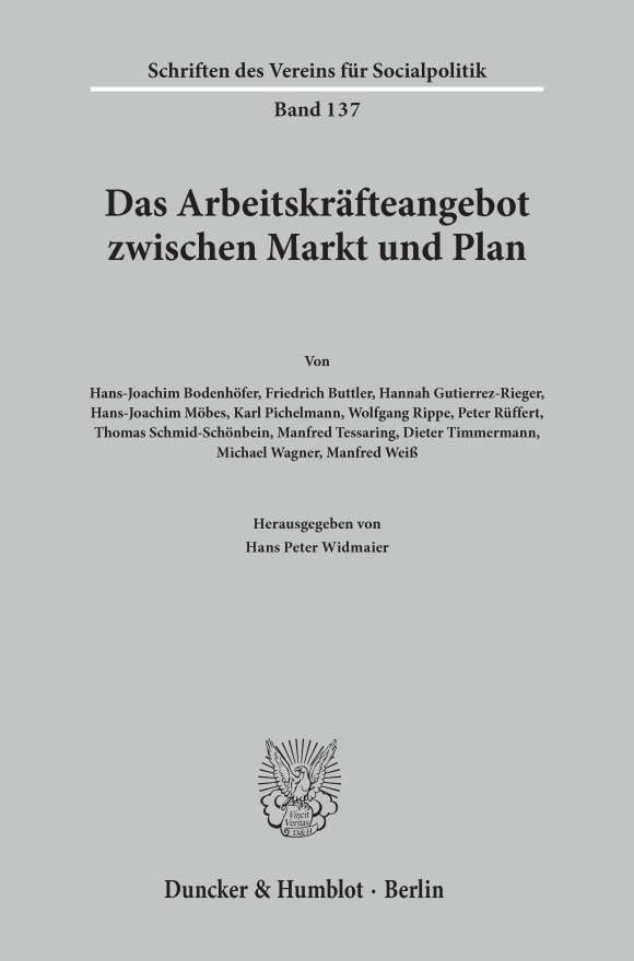 Cover Das Arbeitskräfteangebot zwischen Markt und Plan