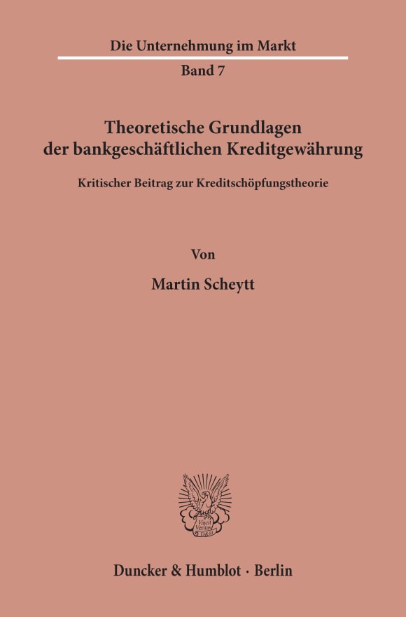 Cover Theoretische Grundlagen der bankgeschäftlichen Kreditgewährung