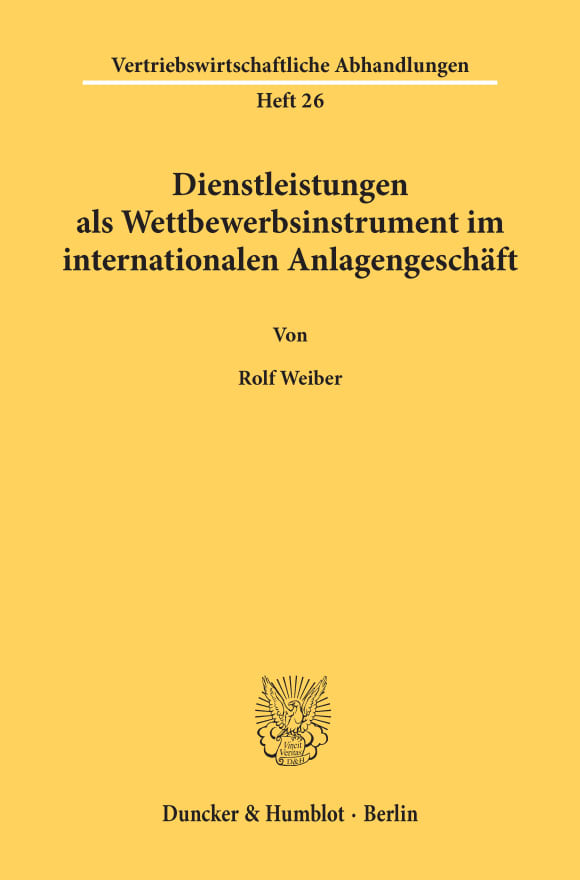 Cover Dienstleistungen als Wettbewerbsinstrument im internationalen Anlagengeschäft