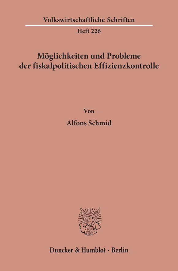 Cover Möglichkeiten und Probleme der fiskalpolitischen Effizienzkontrolle