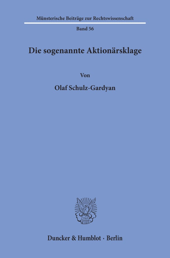 Cover Die sogenannte Aktionärsklage