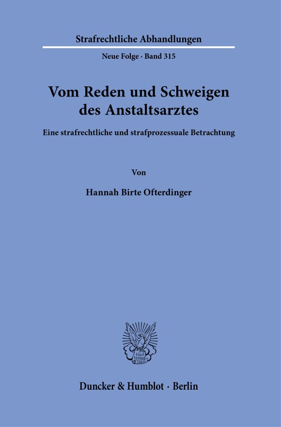 Cover Vom Reden und Schweigen des Anstaltsarztes