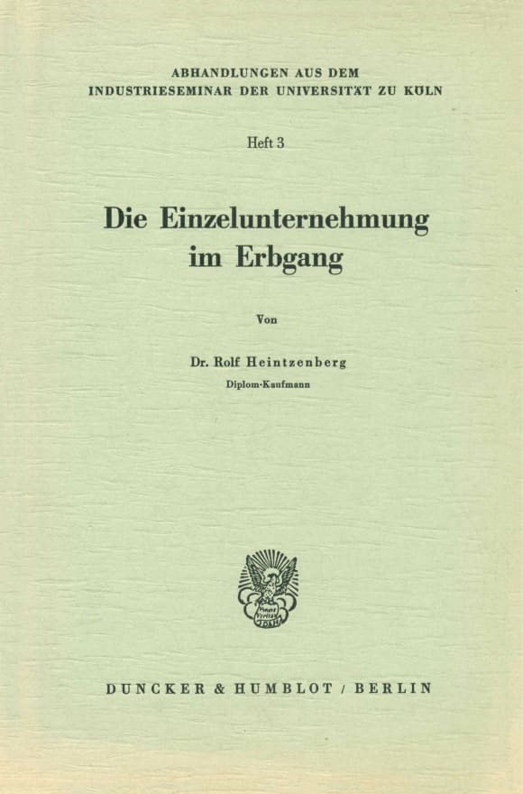 Cover Die Einzelunternehmung im Erbgang