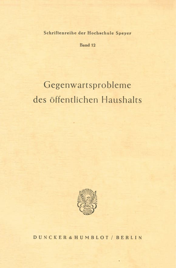 Cover Gegenwartsprobleme des öffentlichen Haushalts