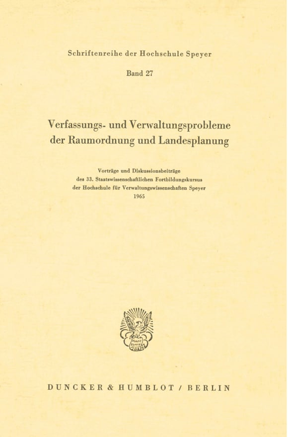 Cover Verfassungs- und Verwaltungsprobleme der Raumordnung und Landesplanung